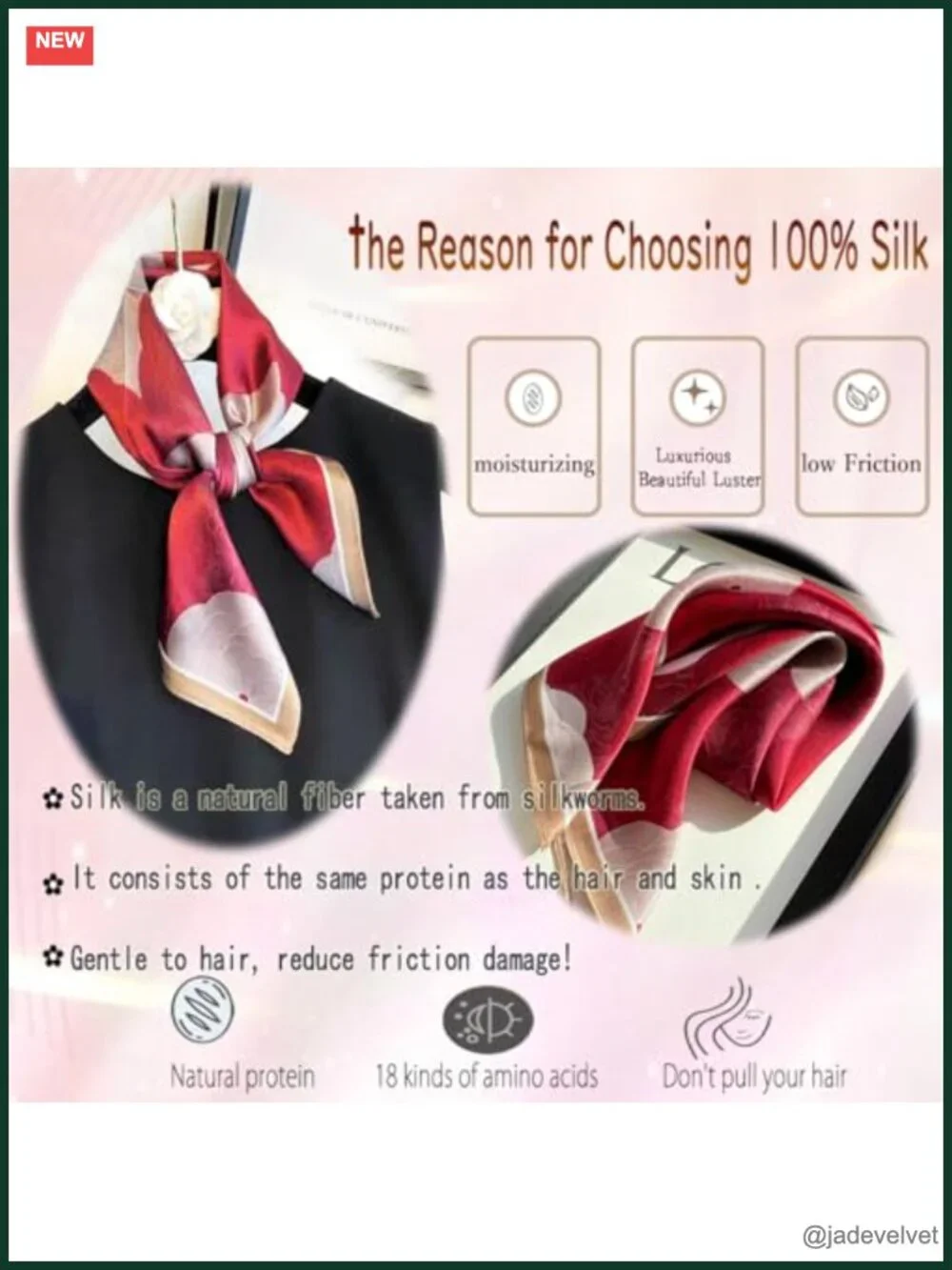 Women's 100% Pure Mulberry Silk Small Square Scarf Neckerchief